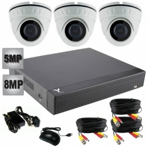3 Camera CCTV System with 3 x Dome Cameras and Dvr Recorder